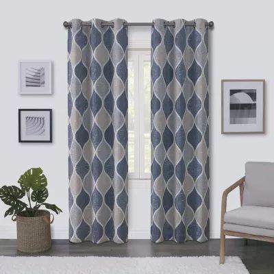 Regal Home Surfaces Ogee Light-Filtering Grommet Top Single Curtain Panel