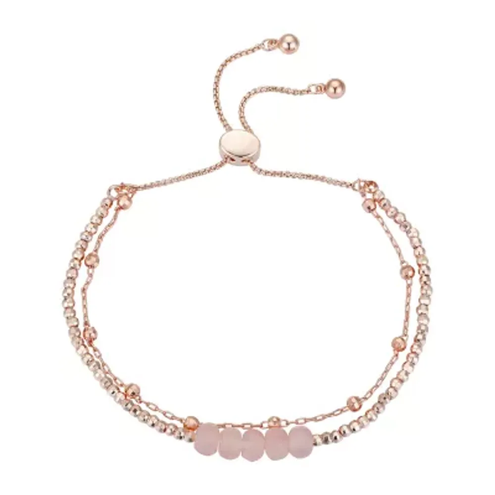 Footnotes Rose Gold Plate Over Brass Quartz 8 Inch Cable Bolo Bracelet