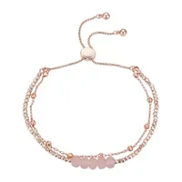 Footnotes Rose Gold Plate Over Brass Quartz 8 Inch Cable Bolo Bracelet