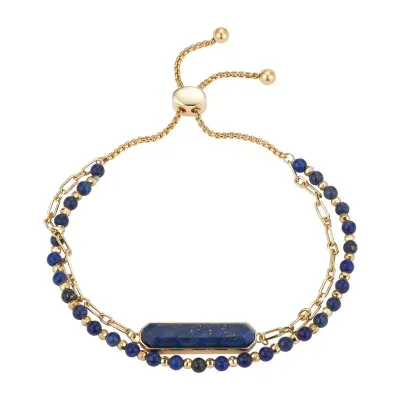 Footnotes Gold Plate Over Brass Lapis 8 Inch Cable Bolo Bracelet