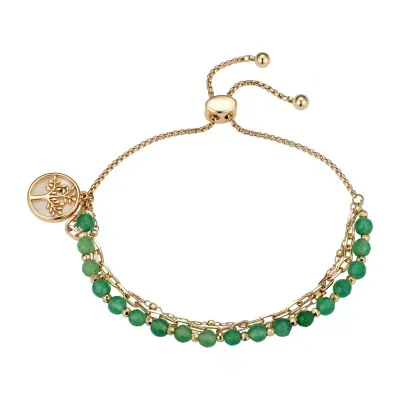 Footnotes Gold Plate Over Brass Aventurine 8 Inch Cable Bolo Bracelet