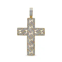 Mens 1 CT. T.W. Natural White Diamond 14K Gold Over Silver Cross Pendant