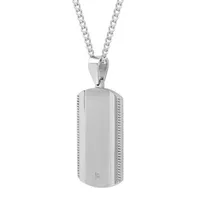 Mens Diamond Accent Natural White Diamond Stainless Steel Dog Tag 24 Inch Pendant Necklace