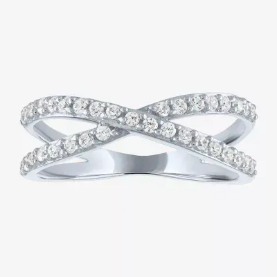 Diamond Addiction (G-H / Si2-I1) Womens 1/2 CT. T.W. Lab Grown White 10K Gold Crossover Stackable Ring