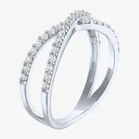 Diamond Addiction (G-H / Si2-I1) Womens 1/2 CT. T.W. Lab Grown White 10K Gold Crossover Stackable Ring