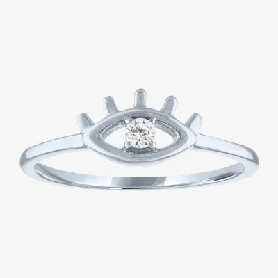 Diamond Addiction (G-H / Si2-I1) Womens Accent Lab Grown White 10K Gold Evil Eye Stackable Ring