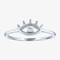 Diamond Addiction (G-H / Si2-I1) Womens Accent Lab Grown White 10K Gold Evil Eye Stackable Ring