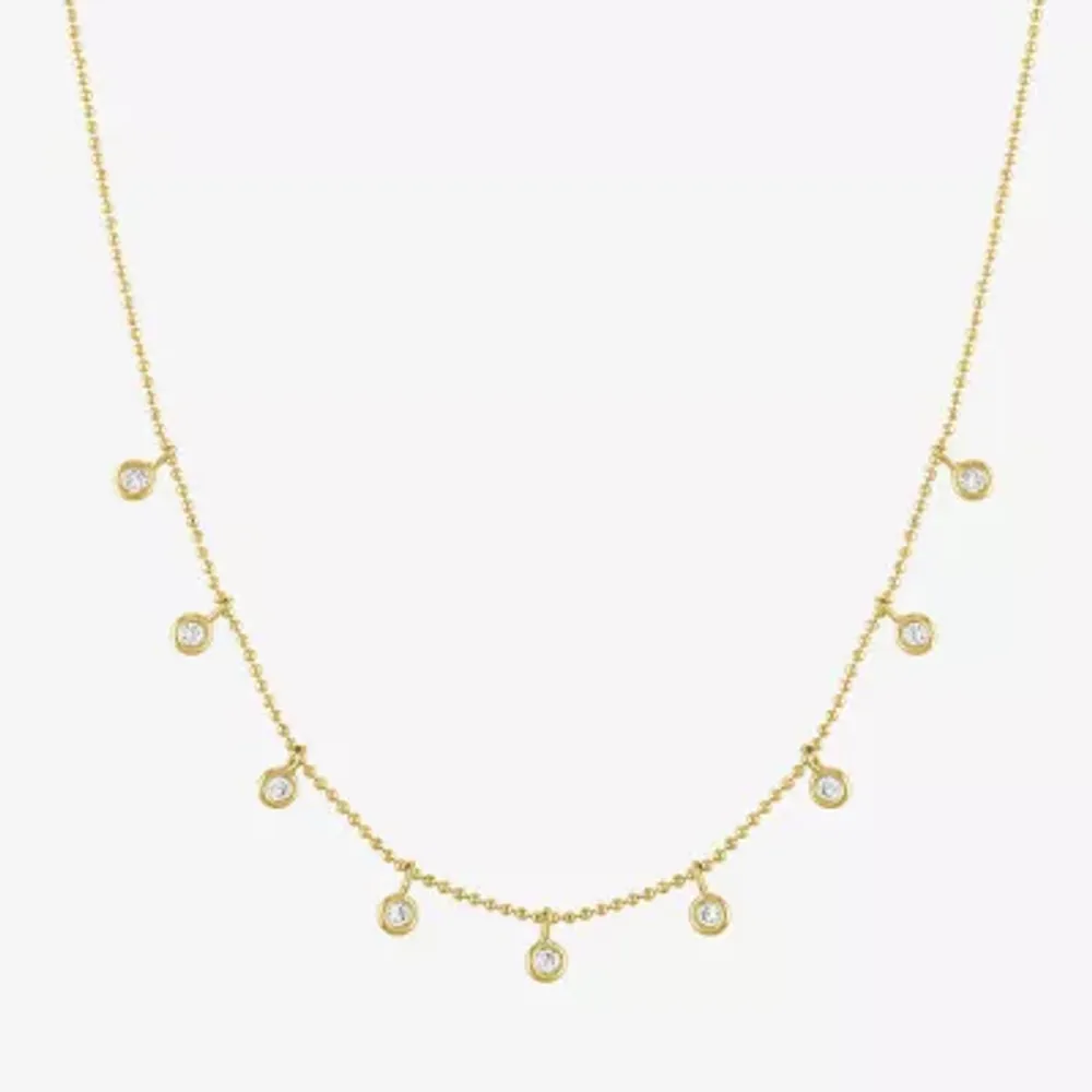 Diamond Addiction Bezel Drop (G-H / Si2-I1) Womens 1/4 CT. T.W. Lab Grown White 10K Gold Pendant Necklace