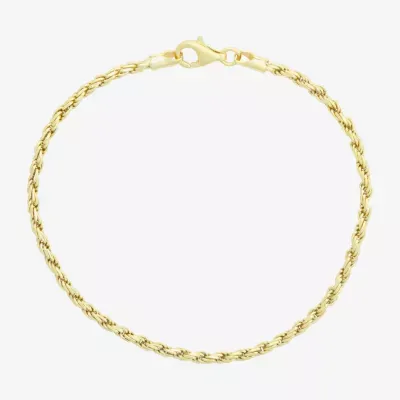 Made In Italy 14K Gold Over Silver 7.25 Inch Solid Rope Chain Bracelet