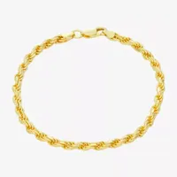 Made Italy 14K Gold Over Silver 8 Inch Solid Rope Chain Bracelet