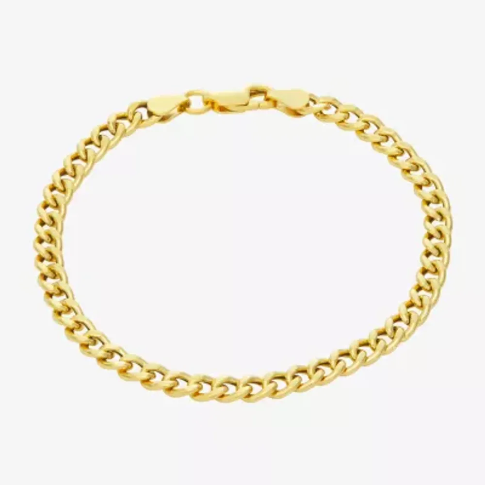 Made In Italy 14K Gold Over Silver 7.25 Inch Hollow Curb Chain Bracelet