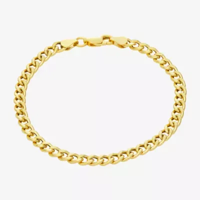 Made In Italy 14K Gold Over Silver 7.25 Inch Hollow Curb Chain Bracelet