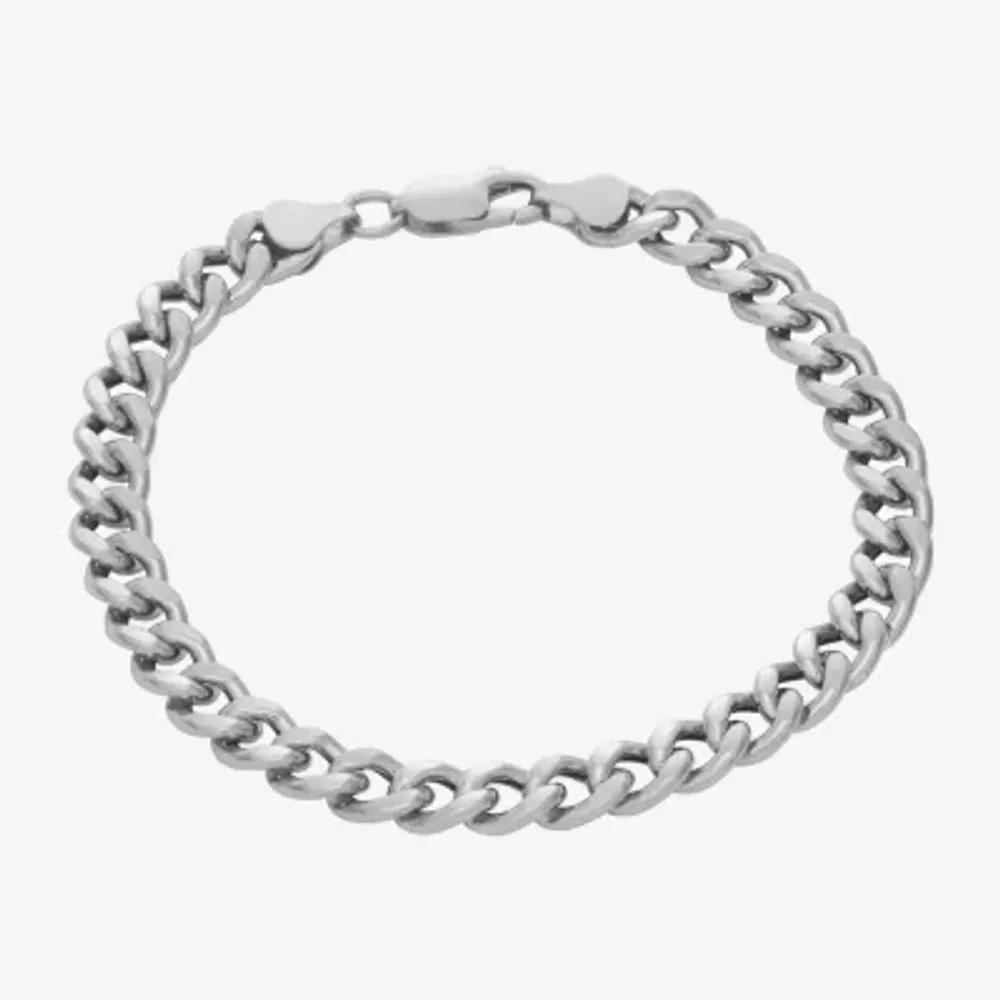 Made In Italy Sterling Silver 8 Inch Hollow Cuban Chain Bracelet