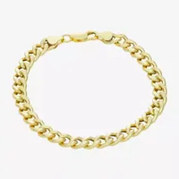 Made In Italy 14K Gold Over Silver 8 Inch Hollow Cuban Chain Bracelet
