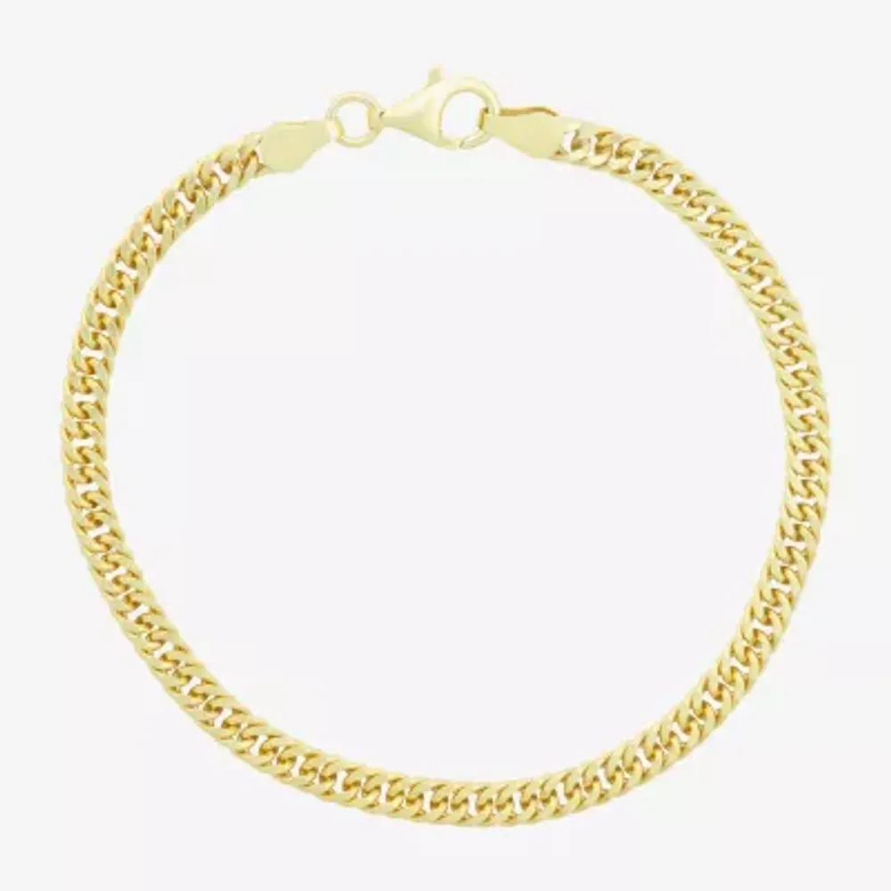 Made In Italy 14K Gold Over Silver 7.25 Inch Solid Cuban Chain Bracelet