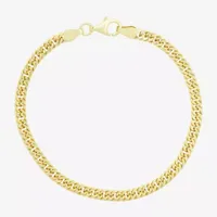 Made In Italy 14K Gold Over Silver 7.25 Inch Solid Cuban Chain Bracelet