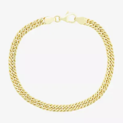 Made In Italy 14K Gold Over Silver Inch Solid Cuban Chain Bracelet