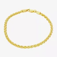 Made In Italy 14K Gold Over Silver Inch Hollow Wheat Chain Bracelet