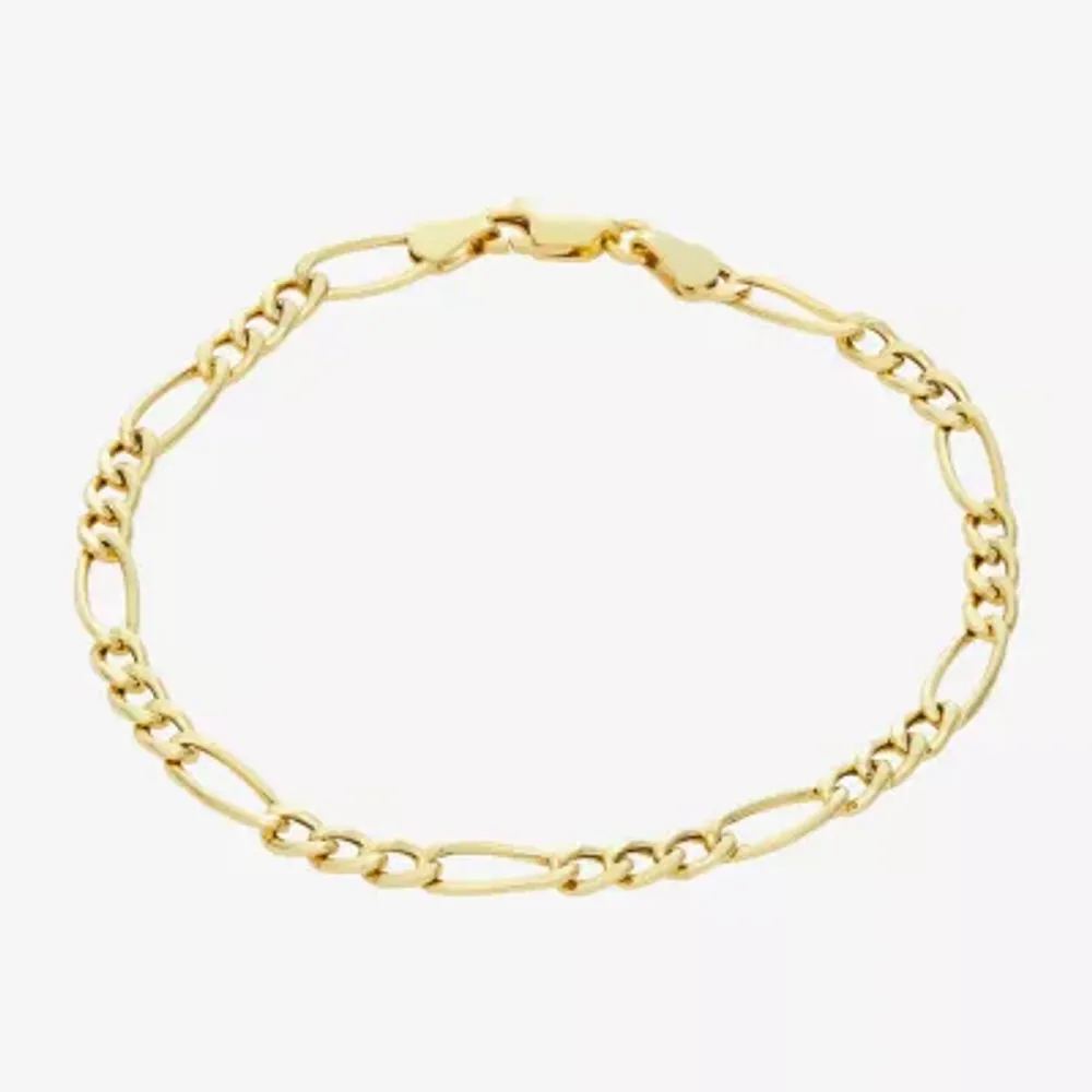 Made In Italy 14K Gold Over Silver 7.25 Inch Hollow Figaro Chain Bracelet