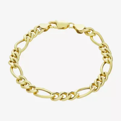 Made In Italy 14K Gold Over Silver 8 Inch Hollow Figaro Chain Bracelet