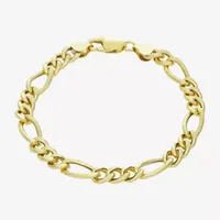 Made In Italy 14K Gold Over Silver 8 Inch Hollow Figaro Chain Bracelet