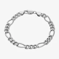 Made In Italy Sterling Silver Inch Hollow Figaro Chain Bracelet