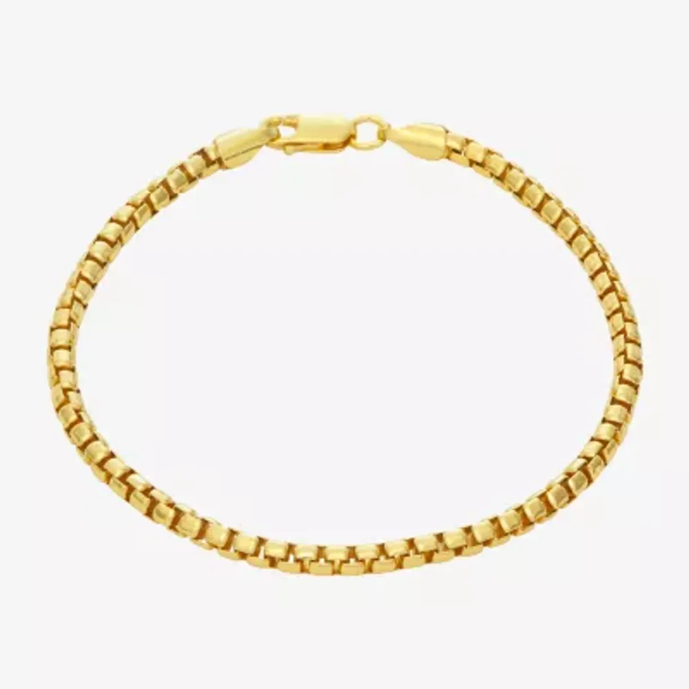 Made In Italy 14K Gold Over Silver 8 Inch Hollow Box Chain Bracelet