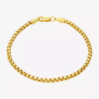 Made In Italy 14K Gold Over Silver 8 Inch Hollow Box Chain Bracelet