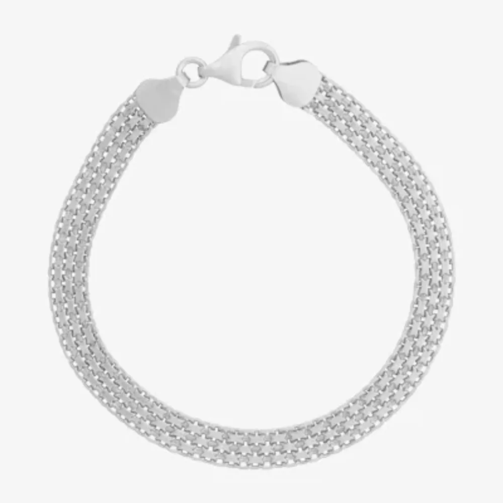 Made In Italy Sterling Silver 7.25 Inch Solid Link Chain Bracelet