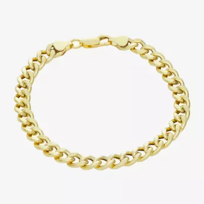 Made In Italy 14K Gold Over Silver 8 1/2 Inch Hollow Cuban Chain Bracelet
