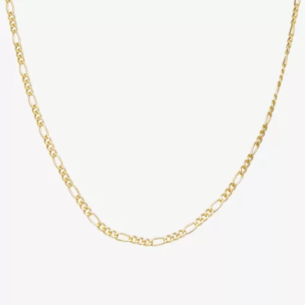 Made Italy 14K Gold Over Silver 18 Inch Hollow Figaro Chain Necklace