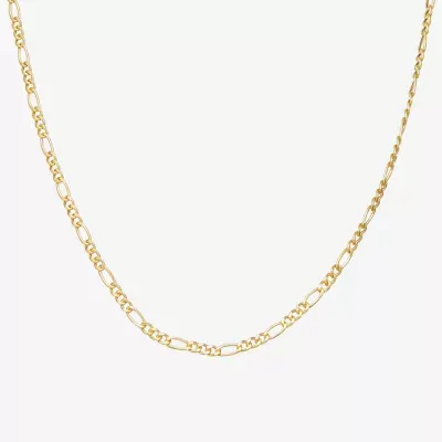 Made Italy 14K Gold Over Silver 18 Inch Hollow Figaro Chain Necklace