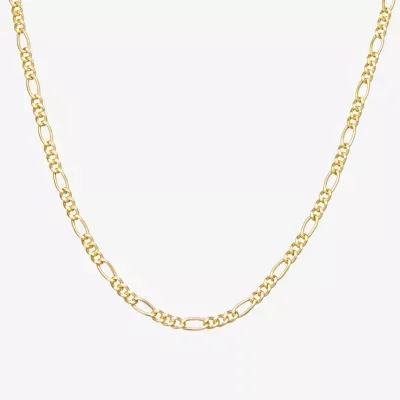 Made Italy 14K Gold Over Silver 18 Inch Hollow Figaro Chain Necklace