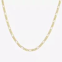 Made Italy 14K Gold Over Silver 18 Inch Hollow Figaro Chain Necklace