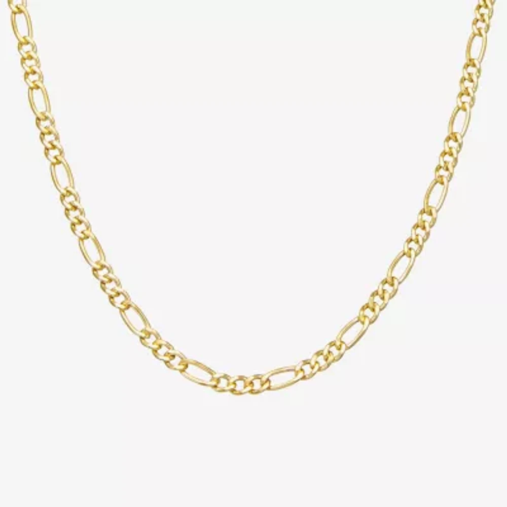 Made Italy 14K Gold Over Silver 18 Inch Hollow Figaro Chain Necklace