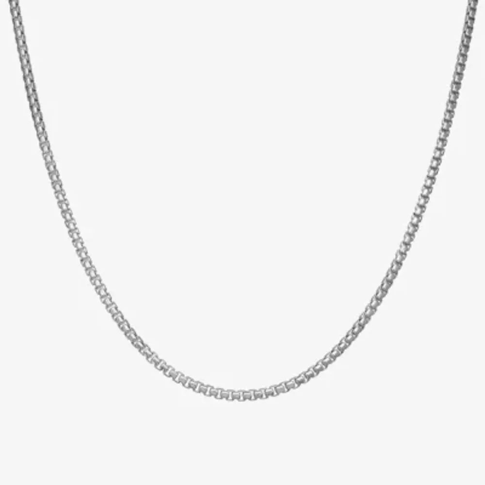 Made In Italy Sterling Silver 18 Inch Solid Box Chain Necklace