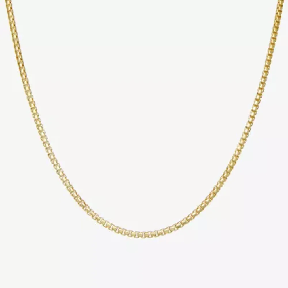 Made In Italy 14K Gold Over Silver 18 Inch Solid Box Chain Necklace