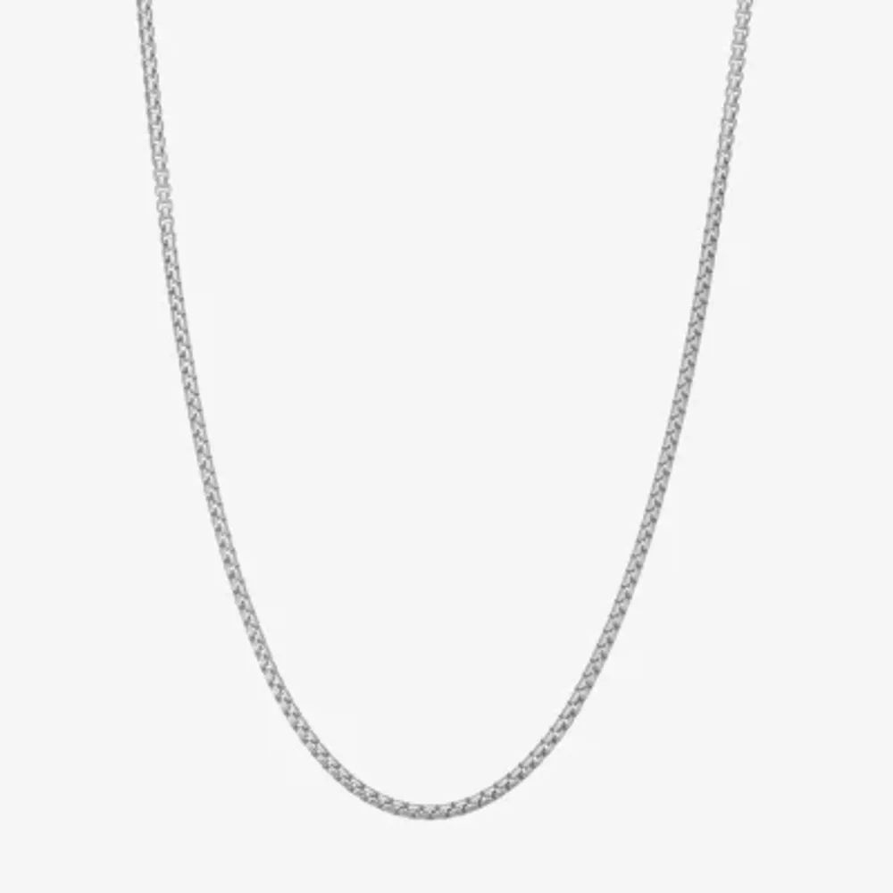 Made Italy Sterling Silver 18 Inch Solid Box Chain Necklace