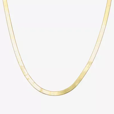 Made Italy 14K Gold Over Silver 18 Inch Solid Herringbone Chain Necklace