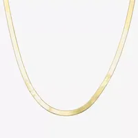 Made Italy 14K Gold Over Silver 18 Inch Solid Herringbone Chain Necklace