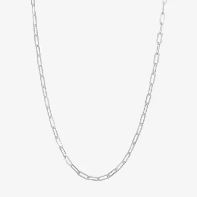 Made Italy Womens 18 Inch Sterling Silver Link Necklace Paperclip