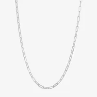 Made In Italy Womens 18 Inch Sterling Silver Link Necklace Paperclip