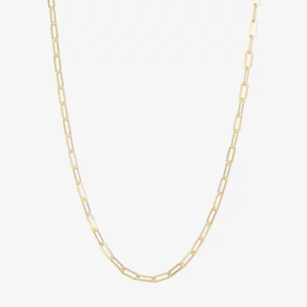 Made Italy Womens 18 Inch Gold Over Silver Link Necklace Paperclip