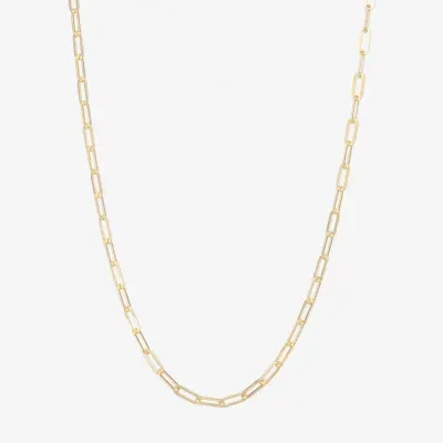 Made Italy Womens 18 Inch Gold Over Silver Link Necklace Paperclip