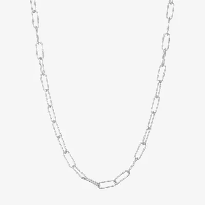 Made Italy Sterling Silver 18 Inch Solid Paperclip Chain Necklace