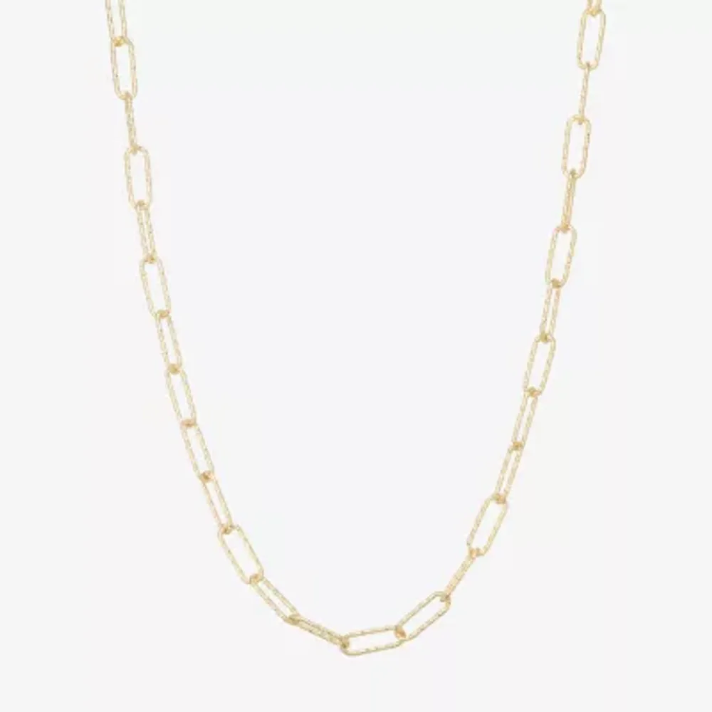 Made Italy Womens 18 Inch Gold Over Silver Link Necklace Paperclip