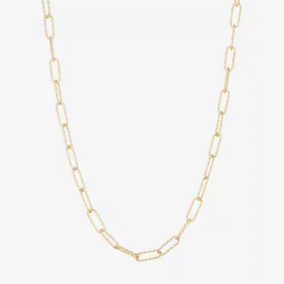 Made Italy Womens 18 Inch Gold Over Silver Link Necklace Paperclip