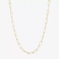 Made Italy Womens 18 Inch Gold Over Silver Link Necklace Paperclip