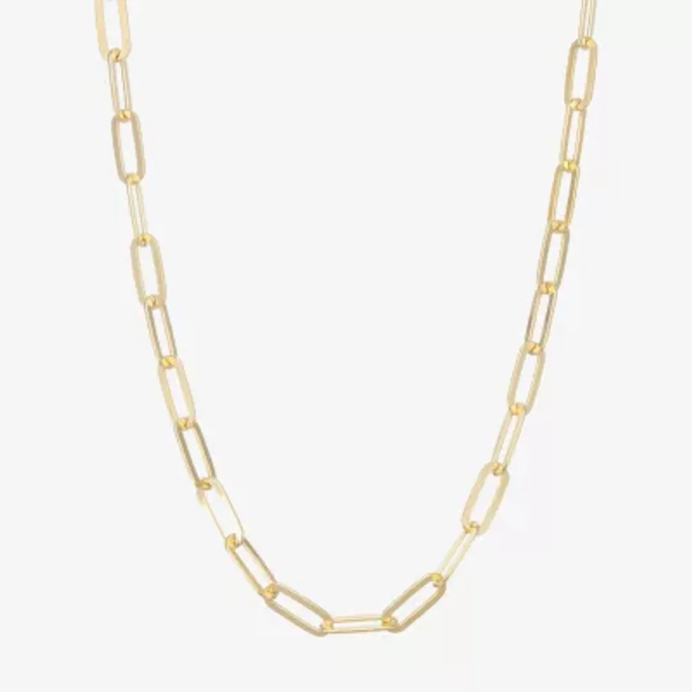 Made Italy Womens 18 Inch Gold Over Silver Link Necklace Paperclip