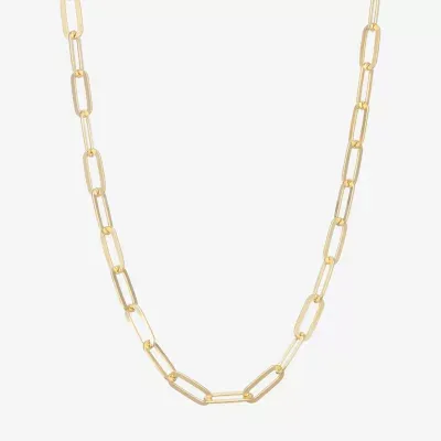 Made Italy Womens 18 Inch Gold Over Silver Link Necklace Paperclip